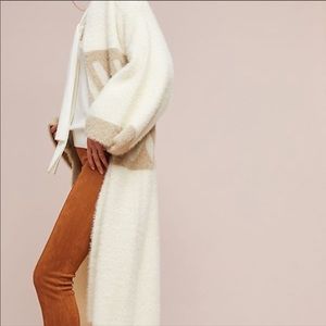 Anthropologie Fuzzy Tan Kimono Long Sweater